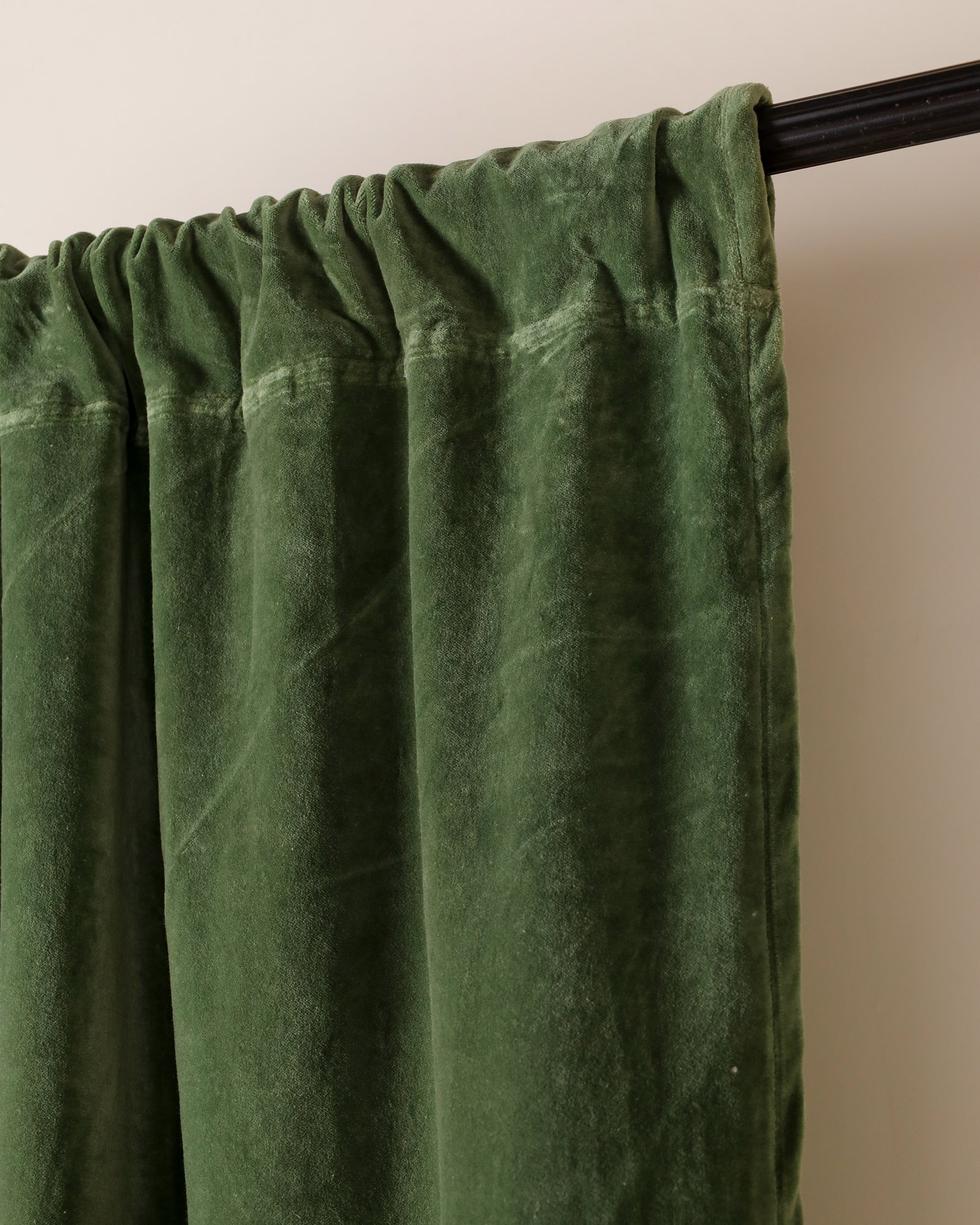 Olive Green Velvet Serenity Curtains - Set of 2