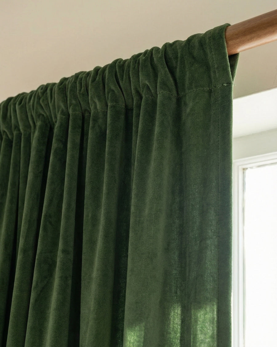 Olive Green Velvet Serenity Curtain