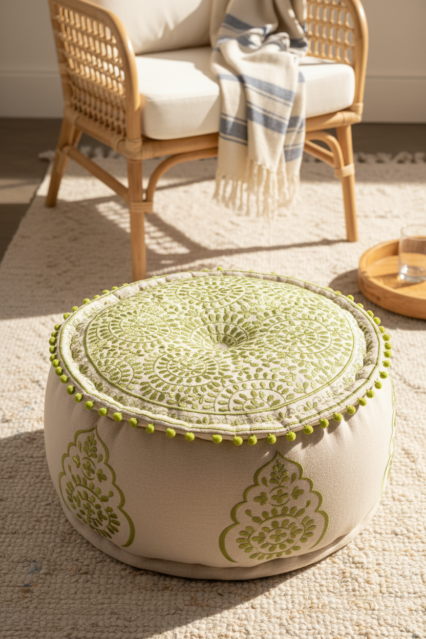 Olive Green Euphoria Ottoman pouf