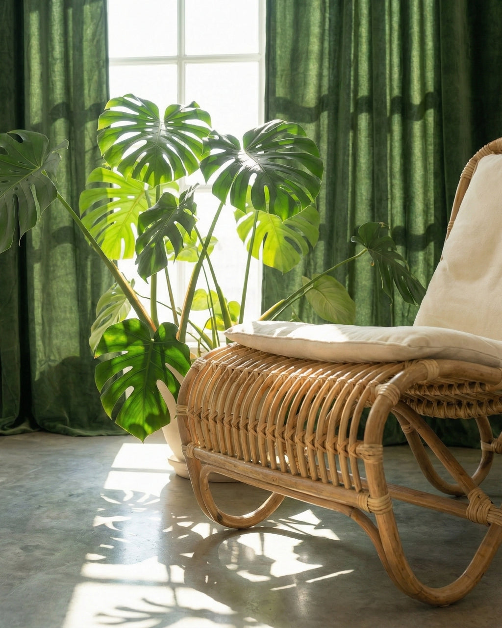 Olive Green Velvet Serenity Curtains - Set of 2