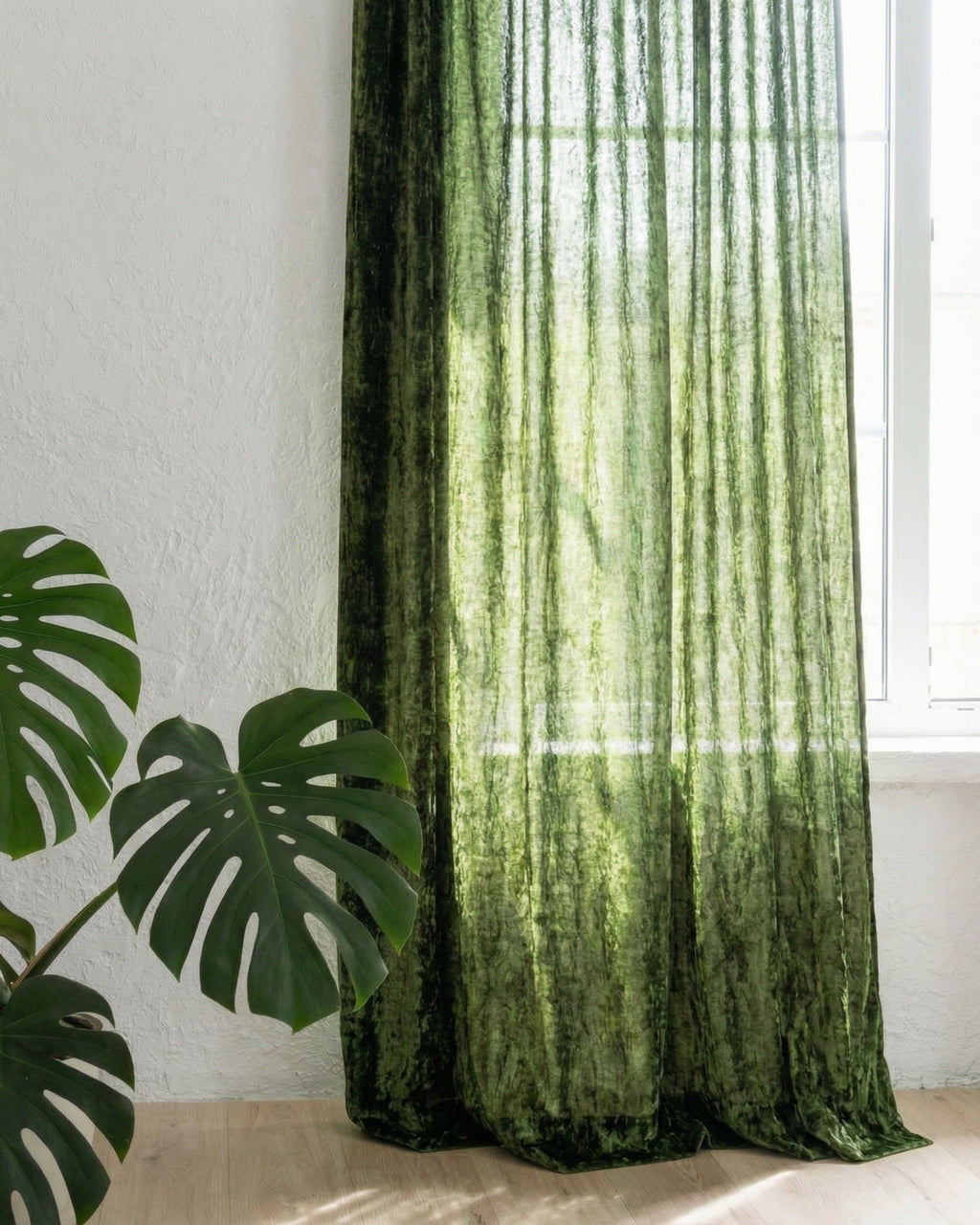 Olive Green Velvet Noir Curtains - Set of 2