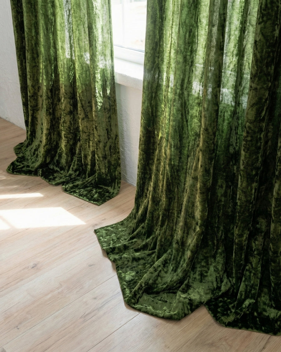 Olive Green Velvet Noir Curtain