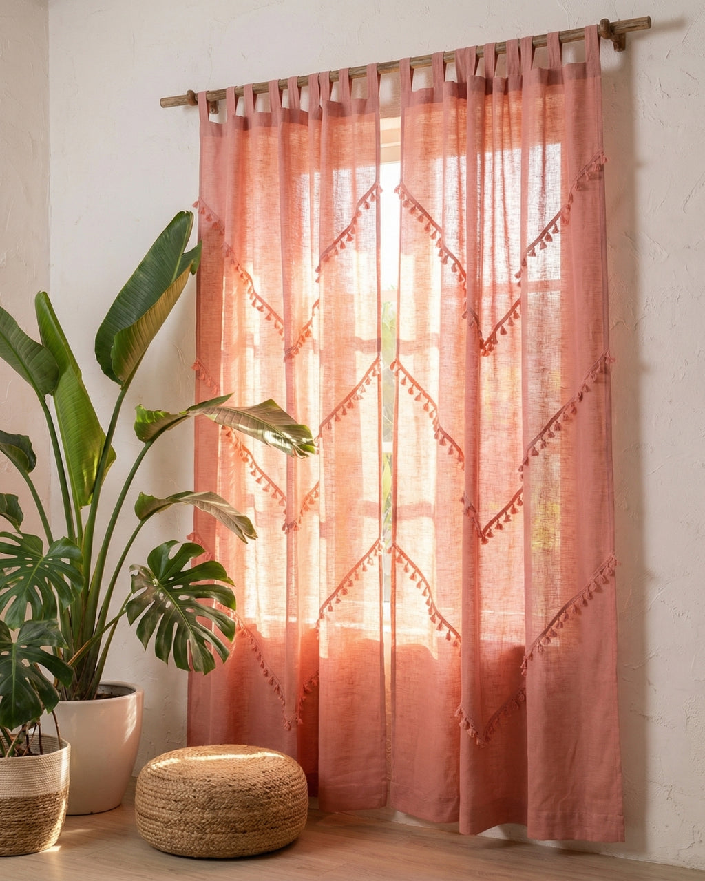 Rose Sunshine Window Curtain - Set of 2