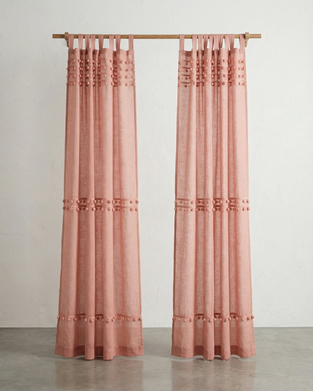 Rose Fiesta Pom Poms Curtain - Set of 2