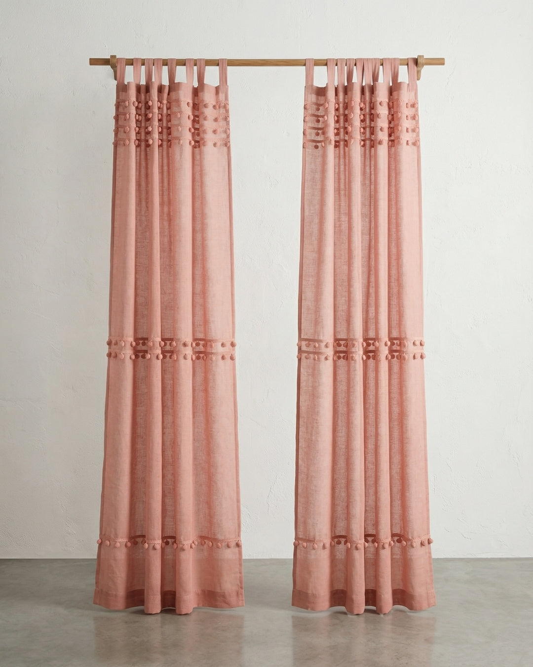 Rose Fiesta Pom Poms Curtain - Set of 2