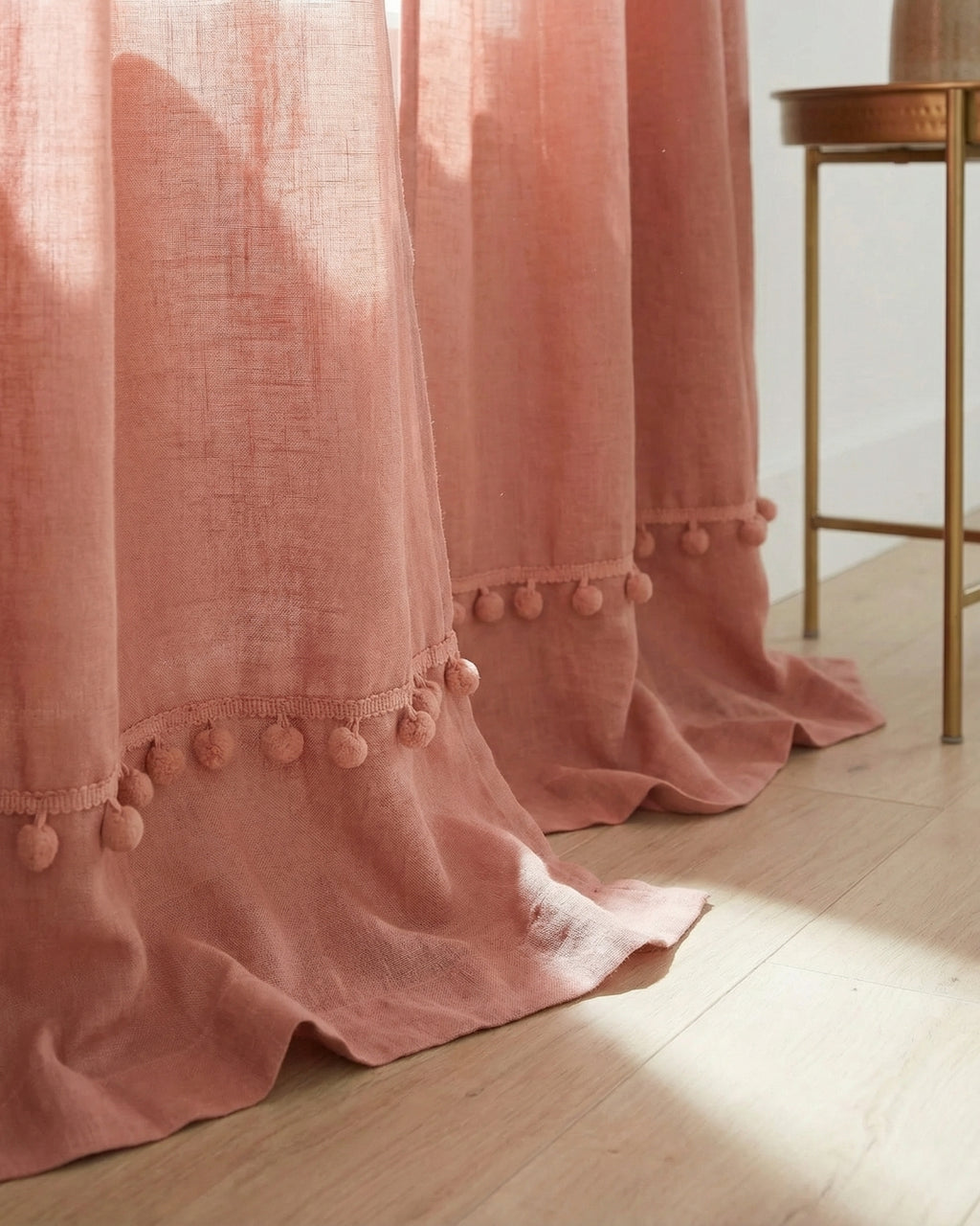 Rose Fiesta Pom Poms Curtain - Set of 2