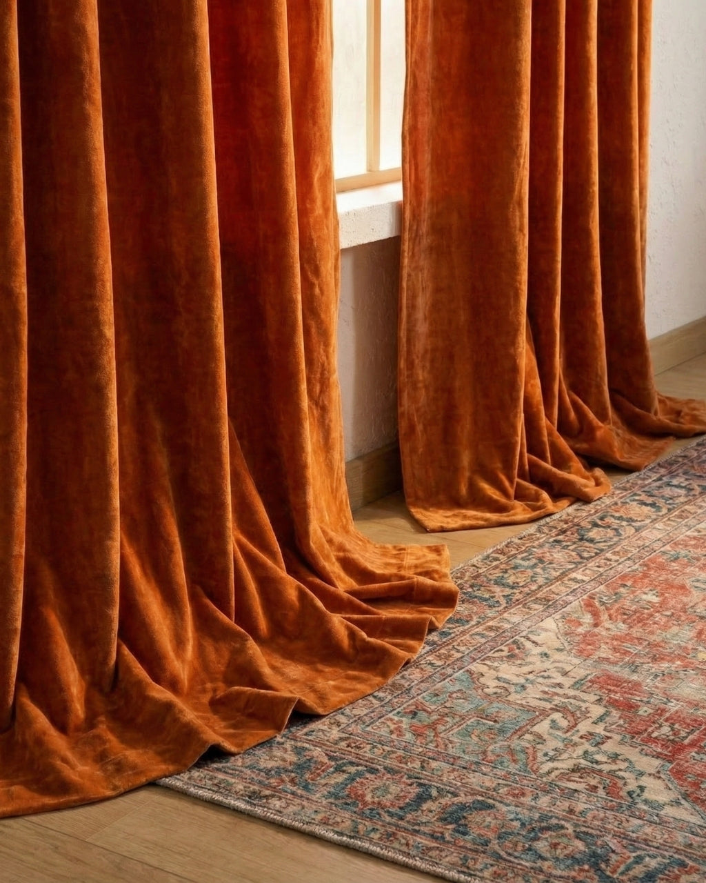 Rust Velvet Serenity Curtains - Set of 2