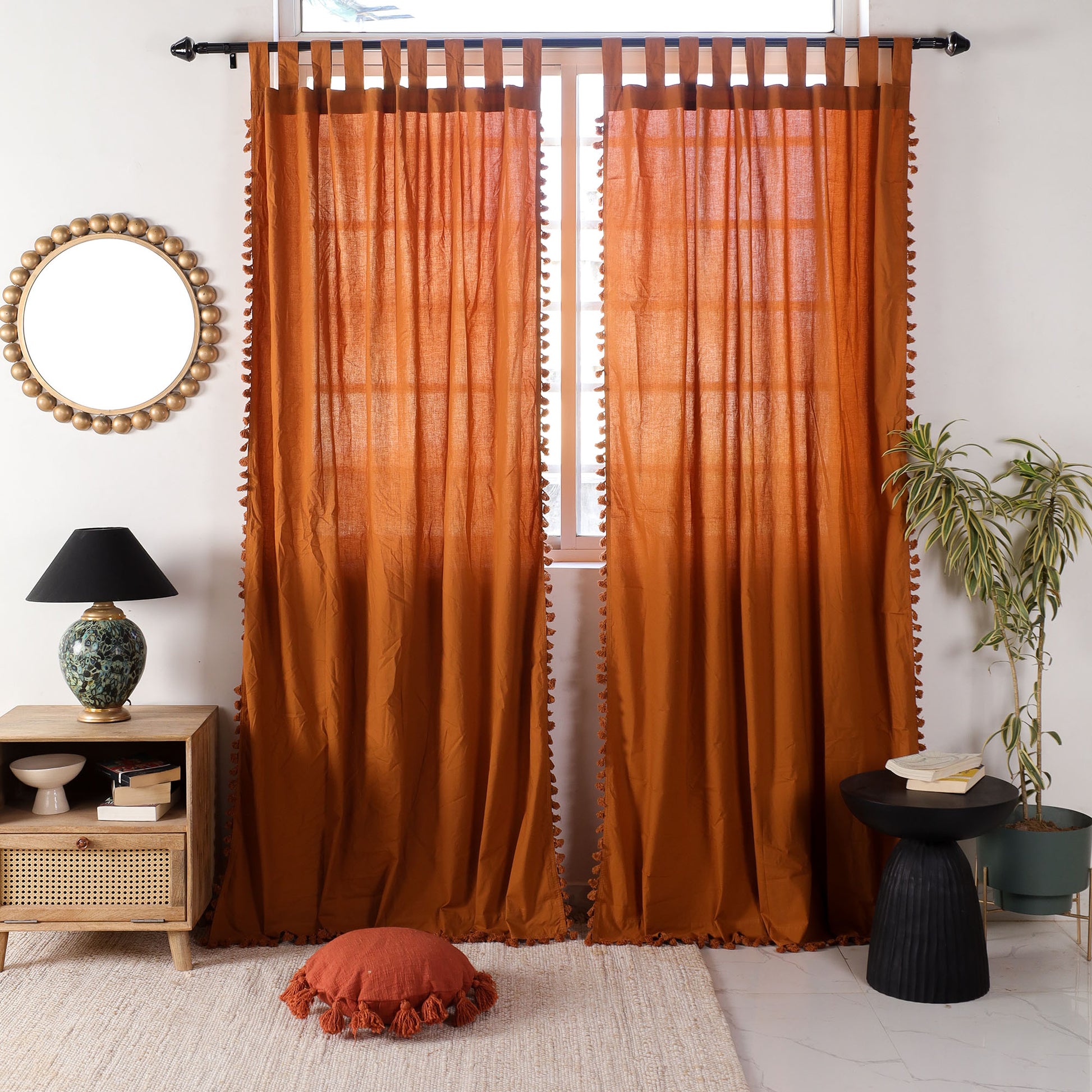 Terracotta Mahal Cotton Curtain - Set of 2