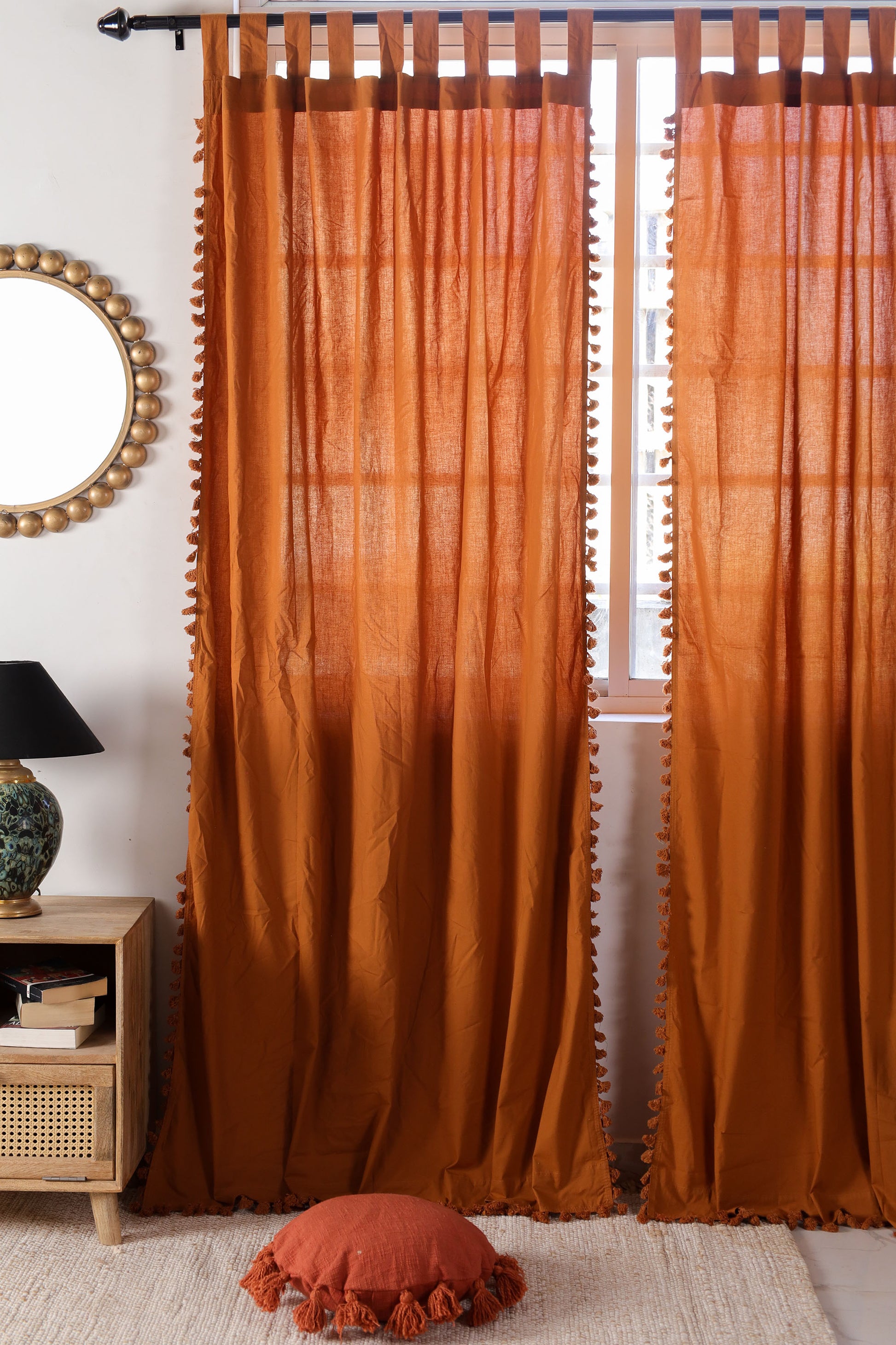 Terracotta Mahal Cotton Curtain - Set of 2