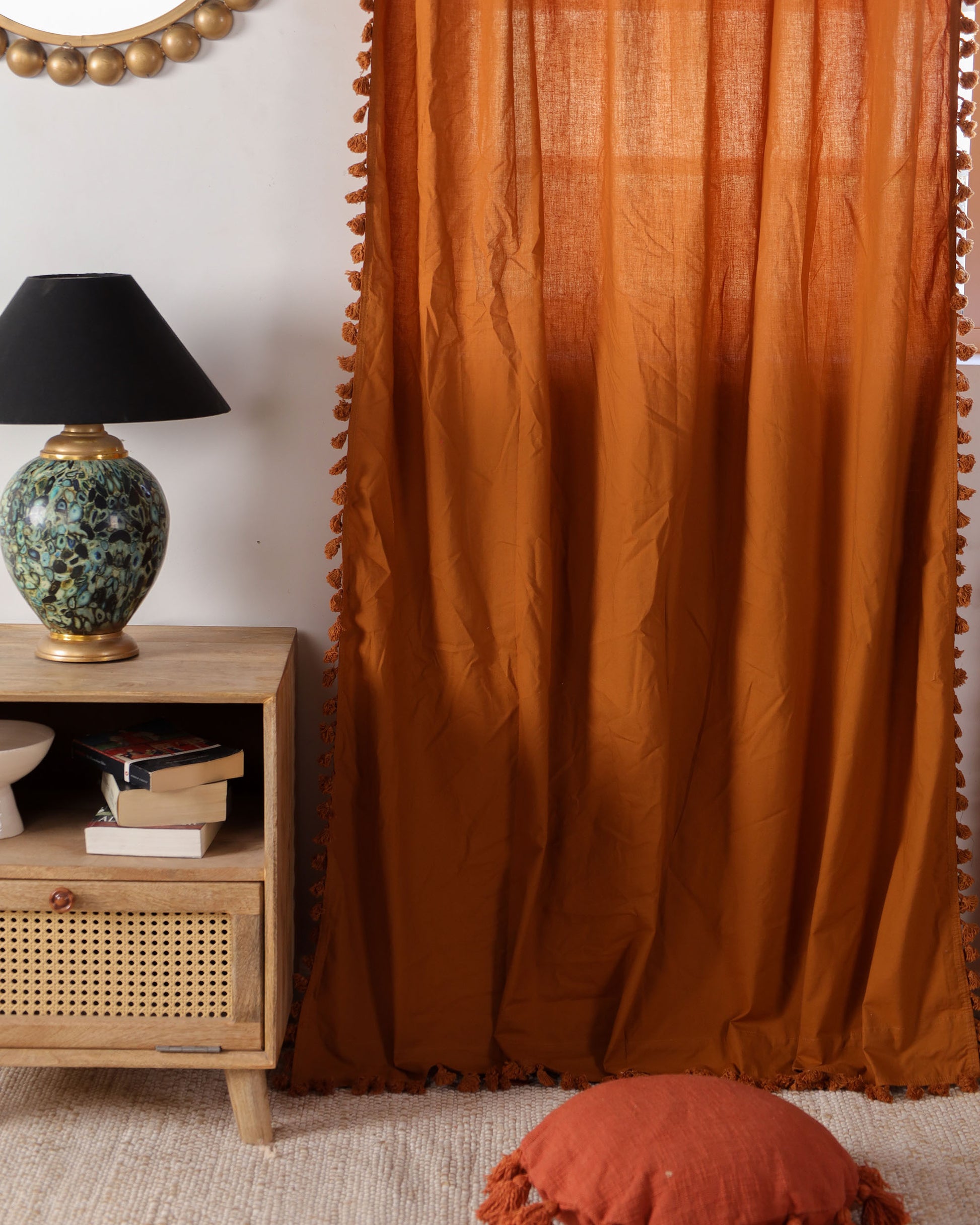 Terracotta Mahal Cotton Curtain - Set of 2