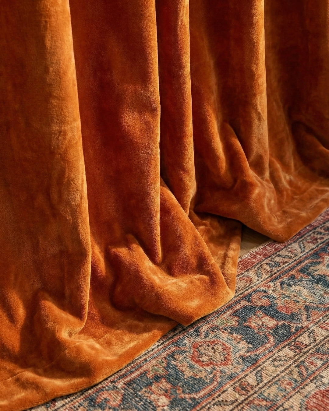 Rust Velvet Serenity Curtains - Set of 2