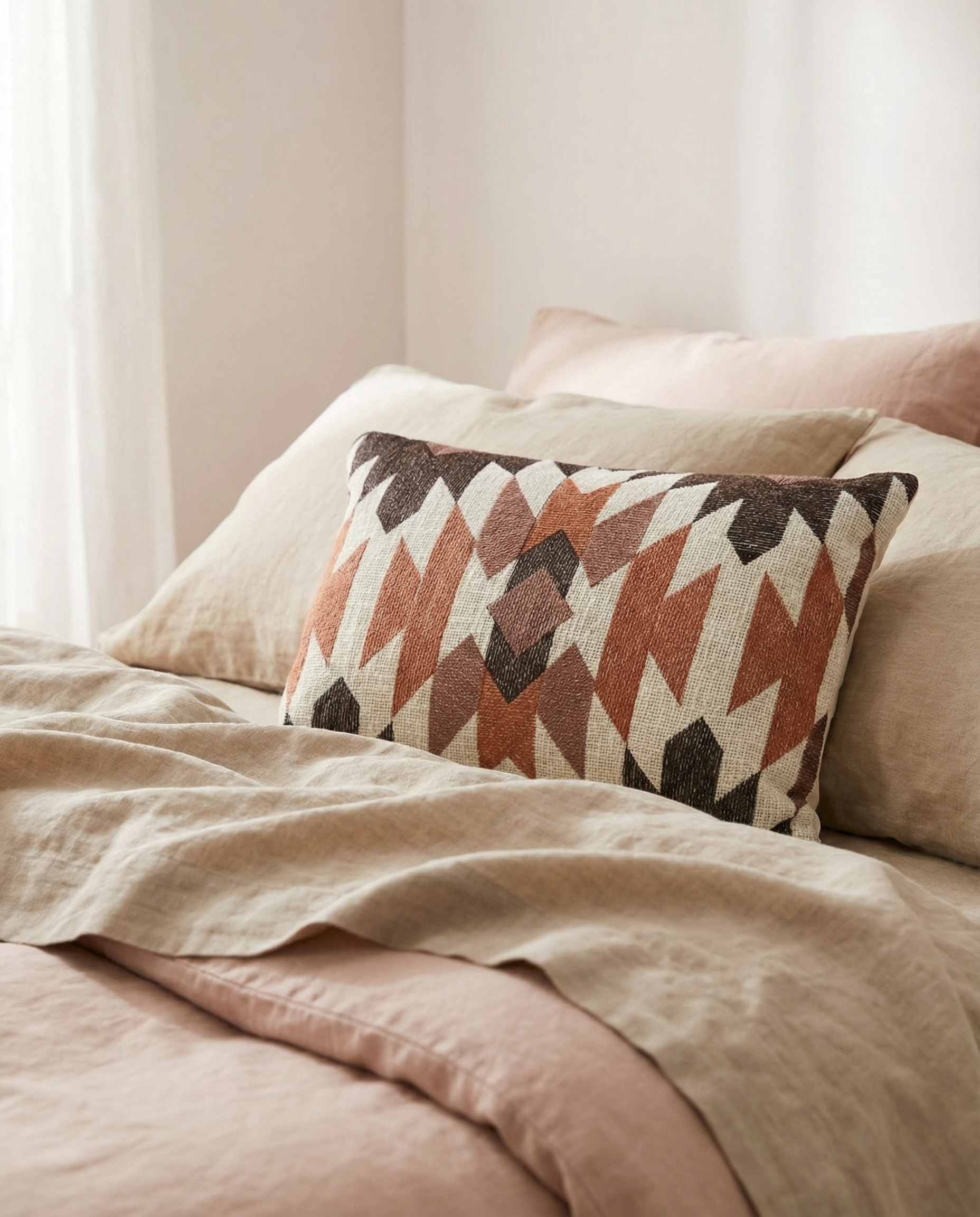 Brown Geometric Grandeur Throw Pillow Cover