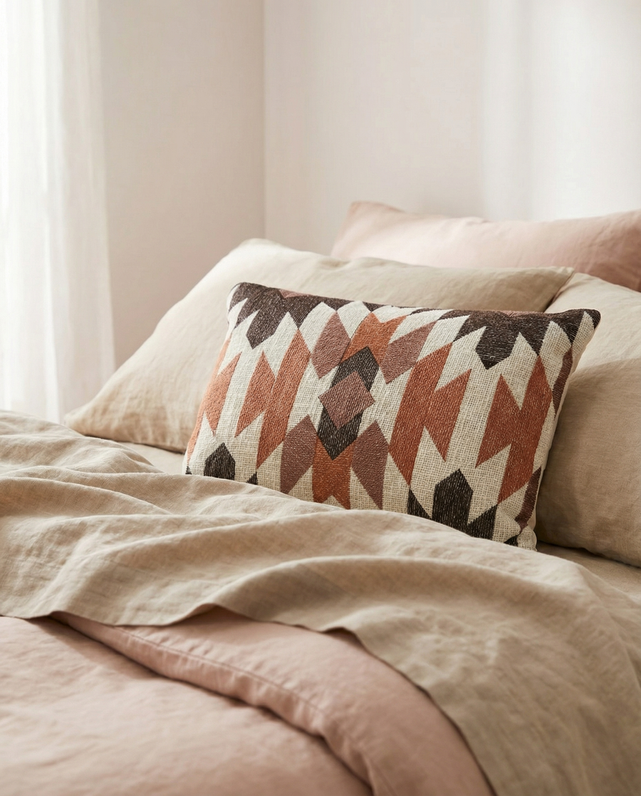 Brown Geometric Grandeur Throw Pillow