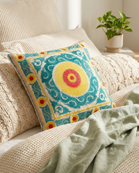 Green Suzani Throw Pillow
