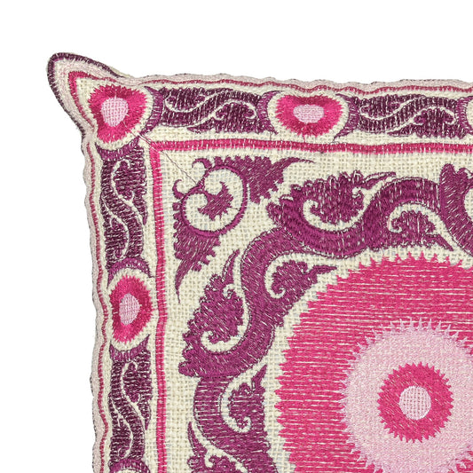 Pink Suzani Throw Pillow Cover - I