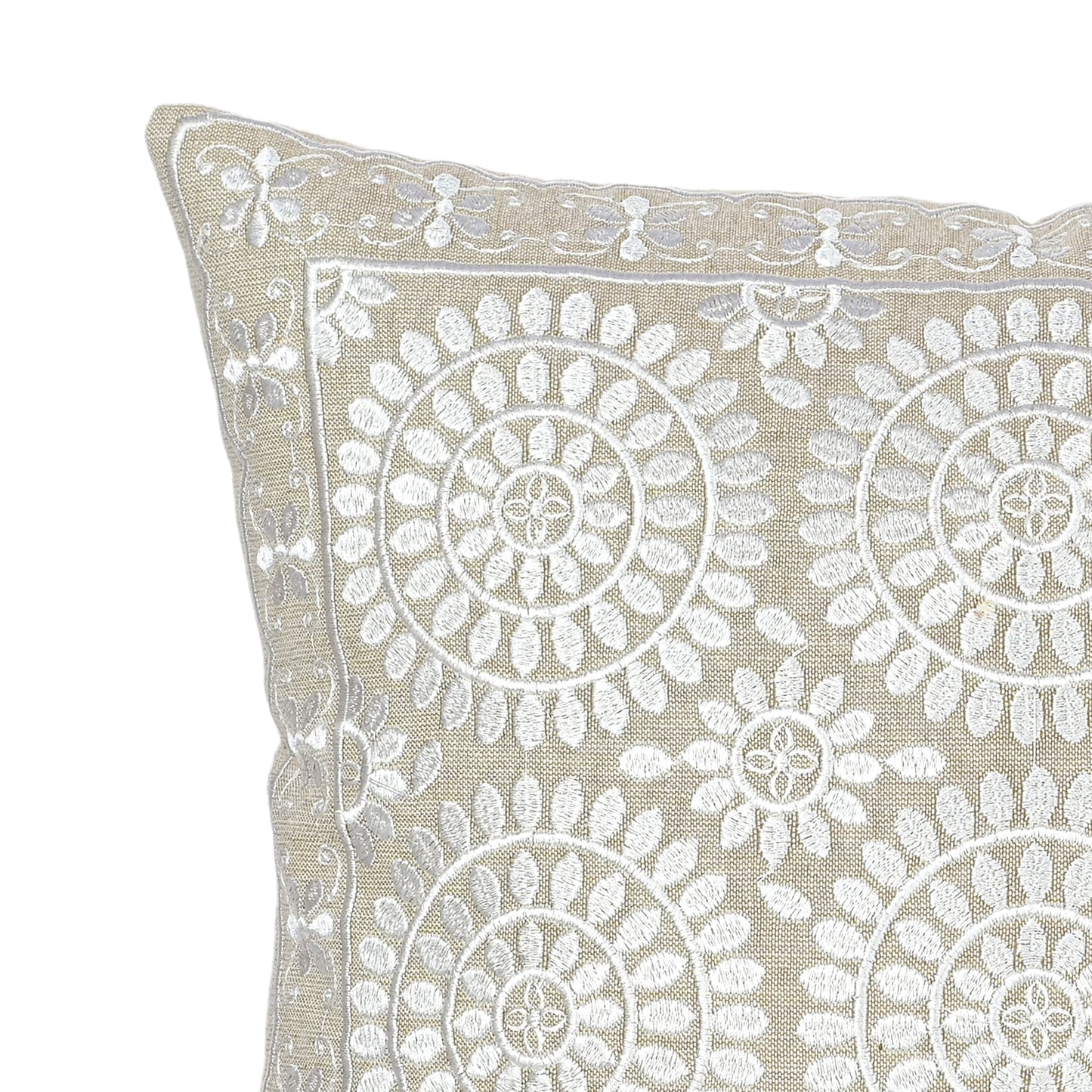 White Geometric Jaipur Throw Pillow Cover - I