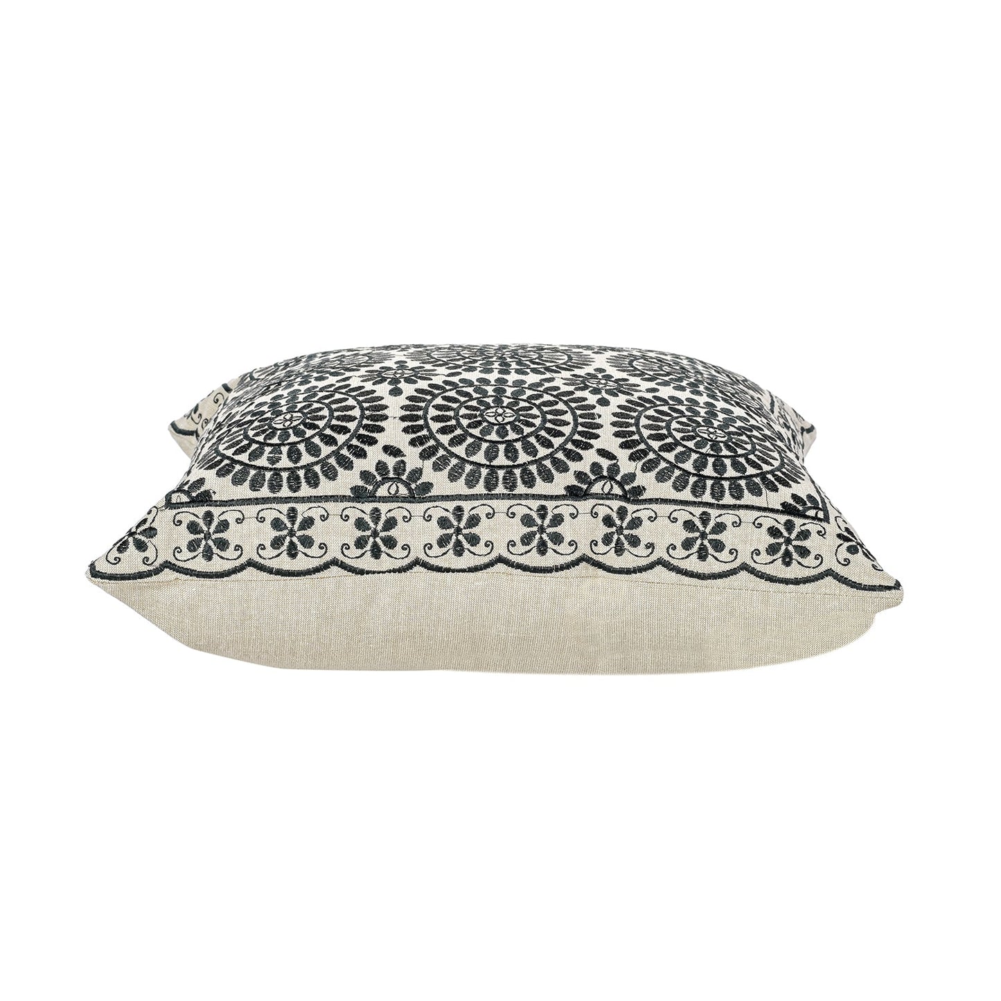 Black Geometric Jaipur Throw Pillow Cover - I