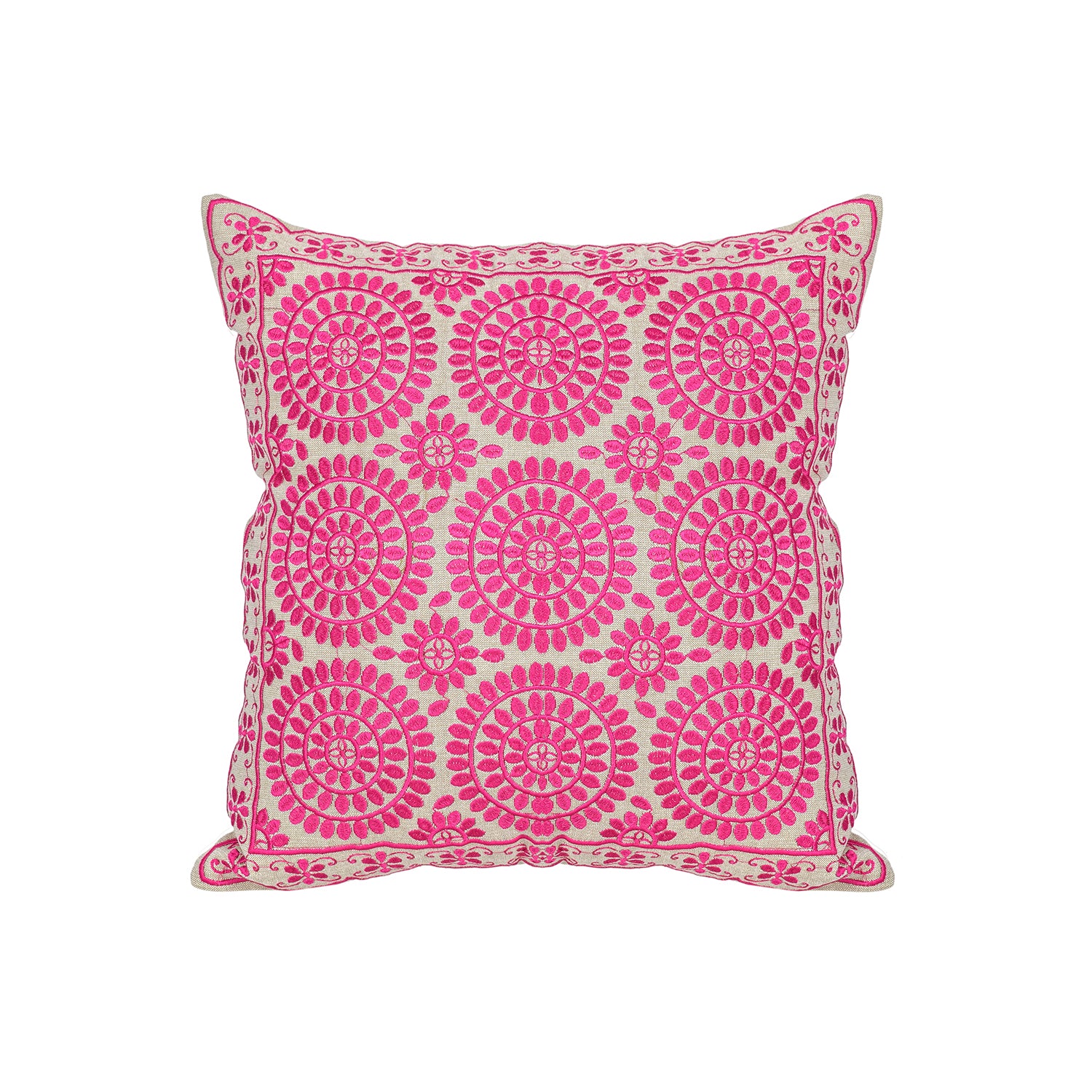 Pink Geometric Jaipur Throw Pillow Cover