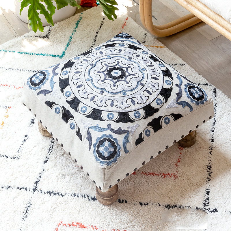 Patterned Perch Footstool - I