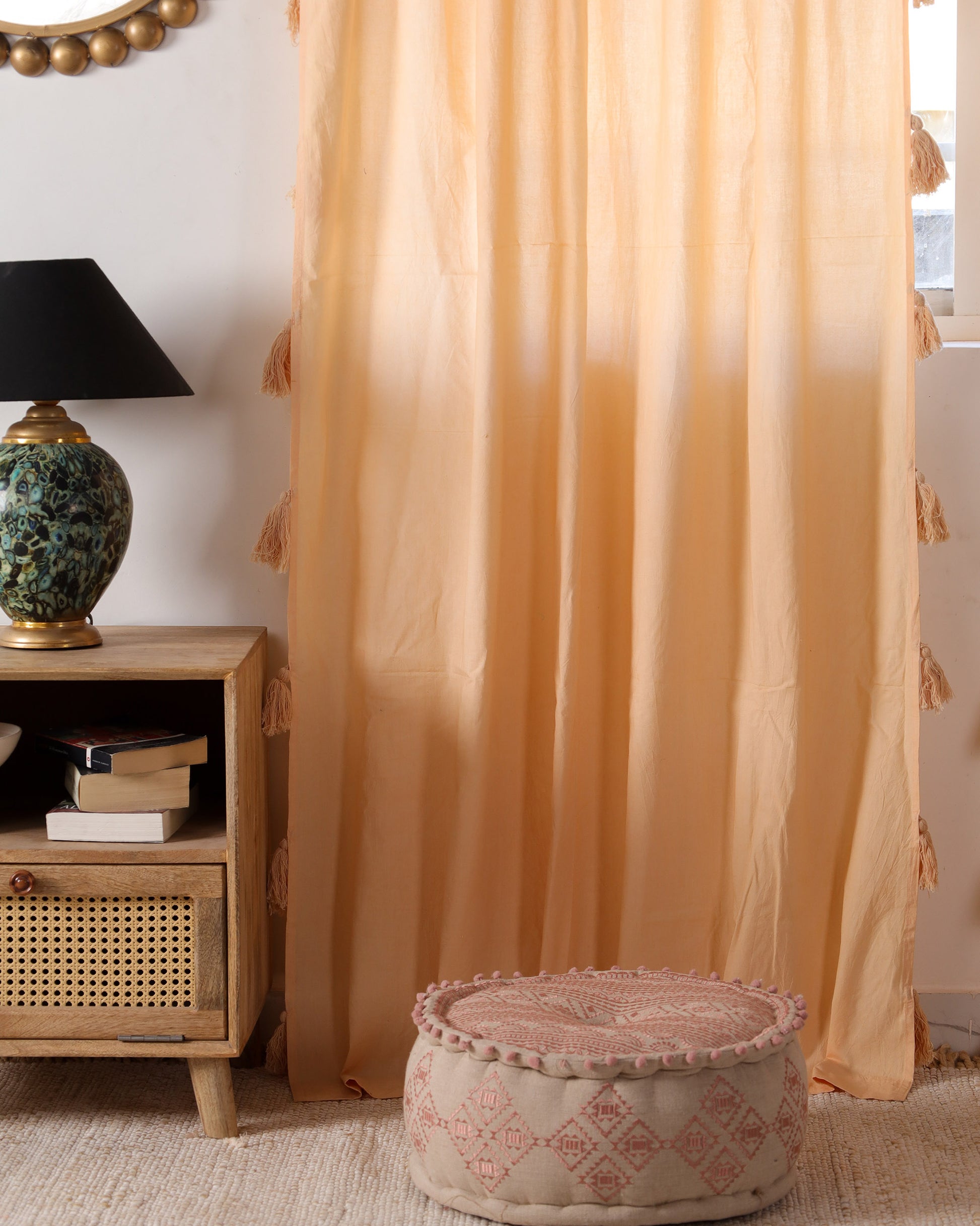 Beige Dreamy Tassel Curtain - Set of 2
