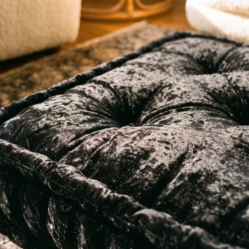 Black Velvet Haven Floor Cushion - close up