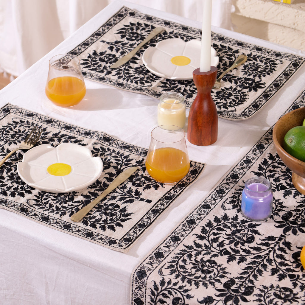 Black Wildflower Placemat