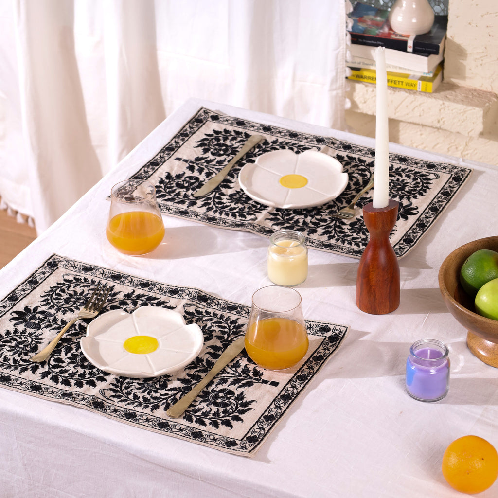 Black Wildflower Placemat