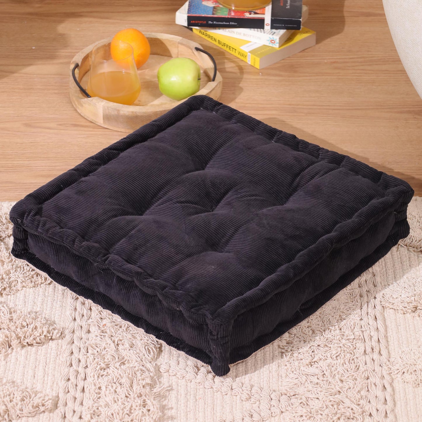 Black Dreamy Corduroy Floor cushion