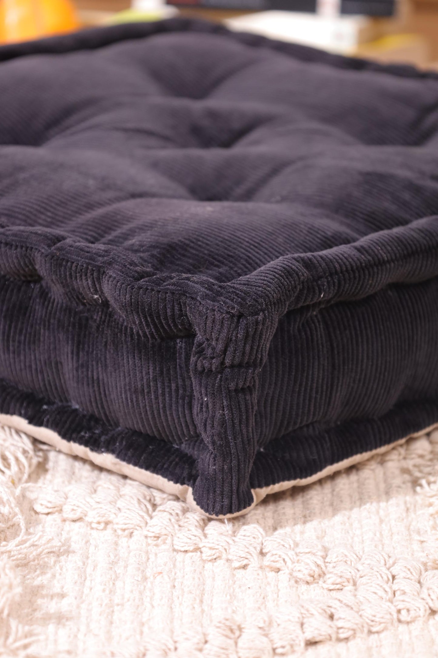 Black Dreamy Corduroy Floor cushion