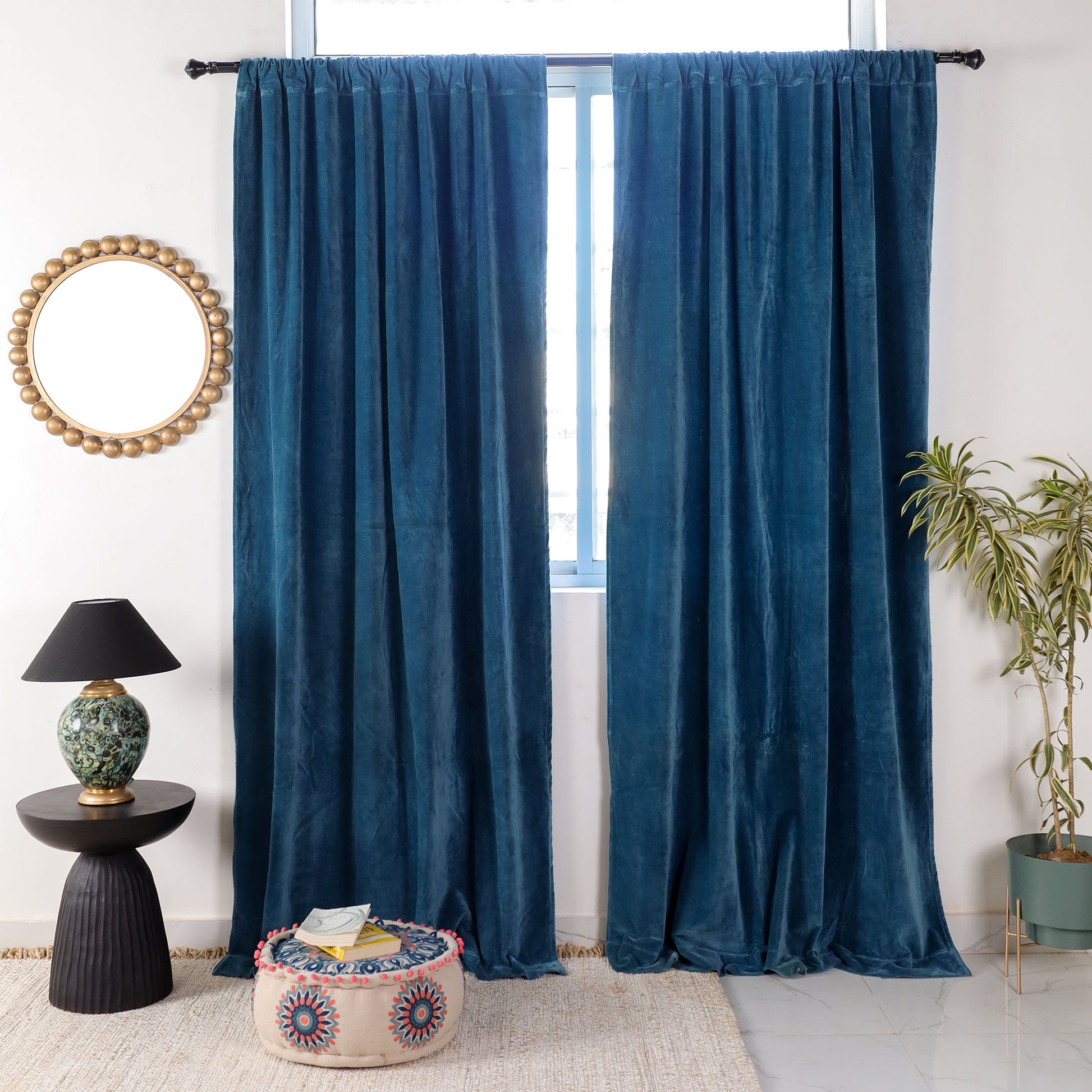 Blue Velvet Serenity Curtains - Set of 2