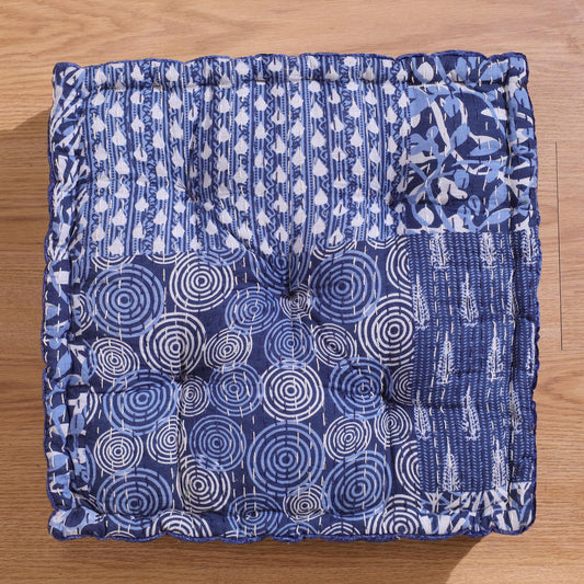 Blue Velvet Kantha Floor cushion