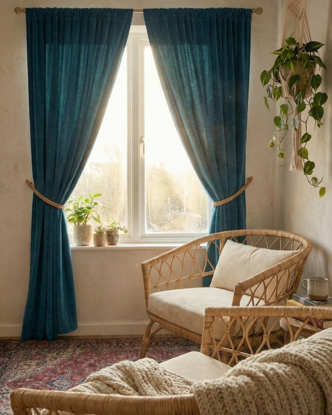 Blue Velvet Serenity Curtains - Set of 2