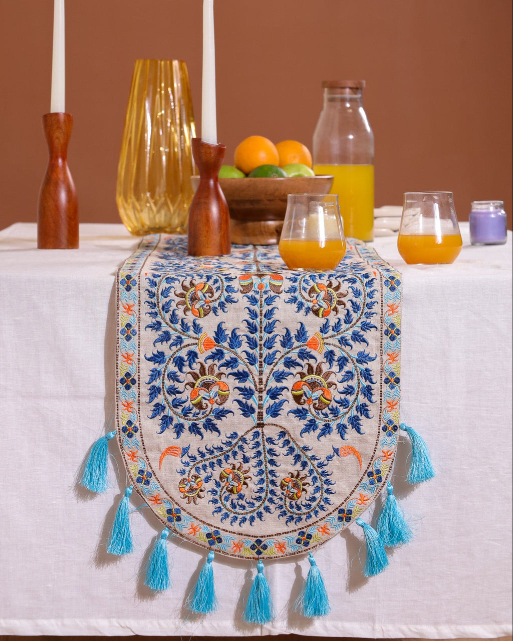 Blue Wildflower Table Runner