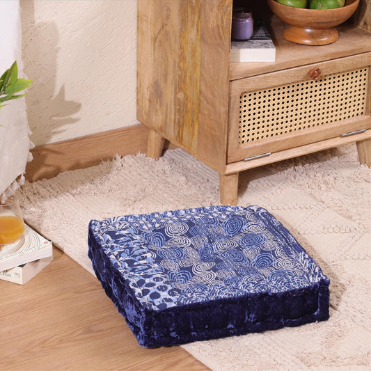 Blue Velvet Kantha Floor cushion