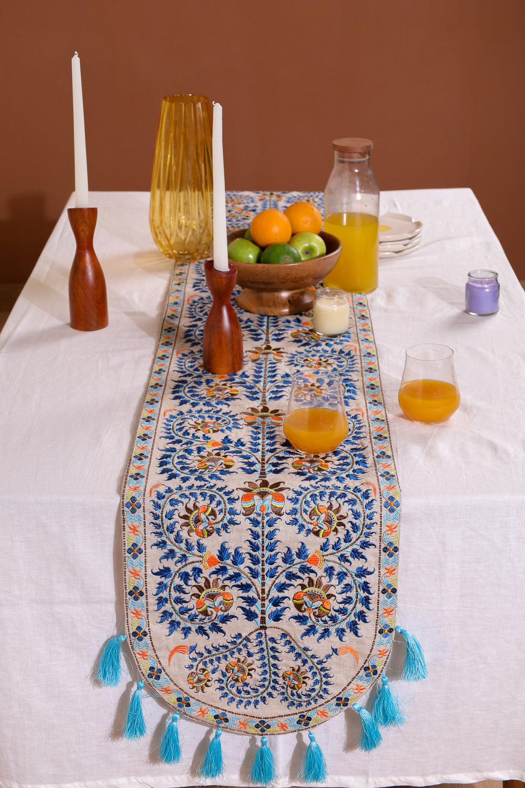 Blue Wildflower Table Runner