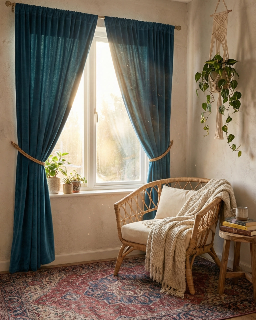 Blue Velvet Serenity Curtains - Set of 2