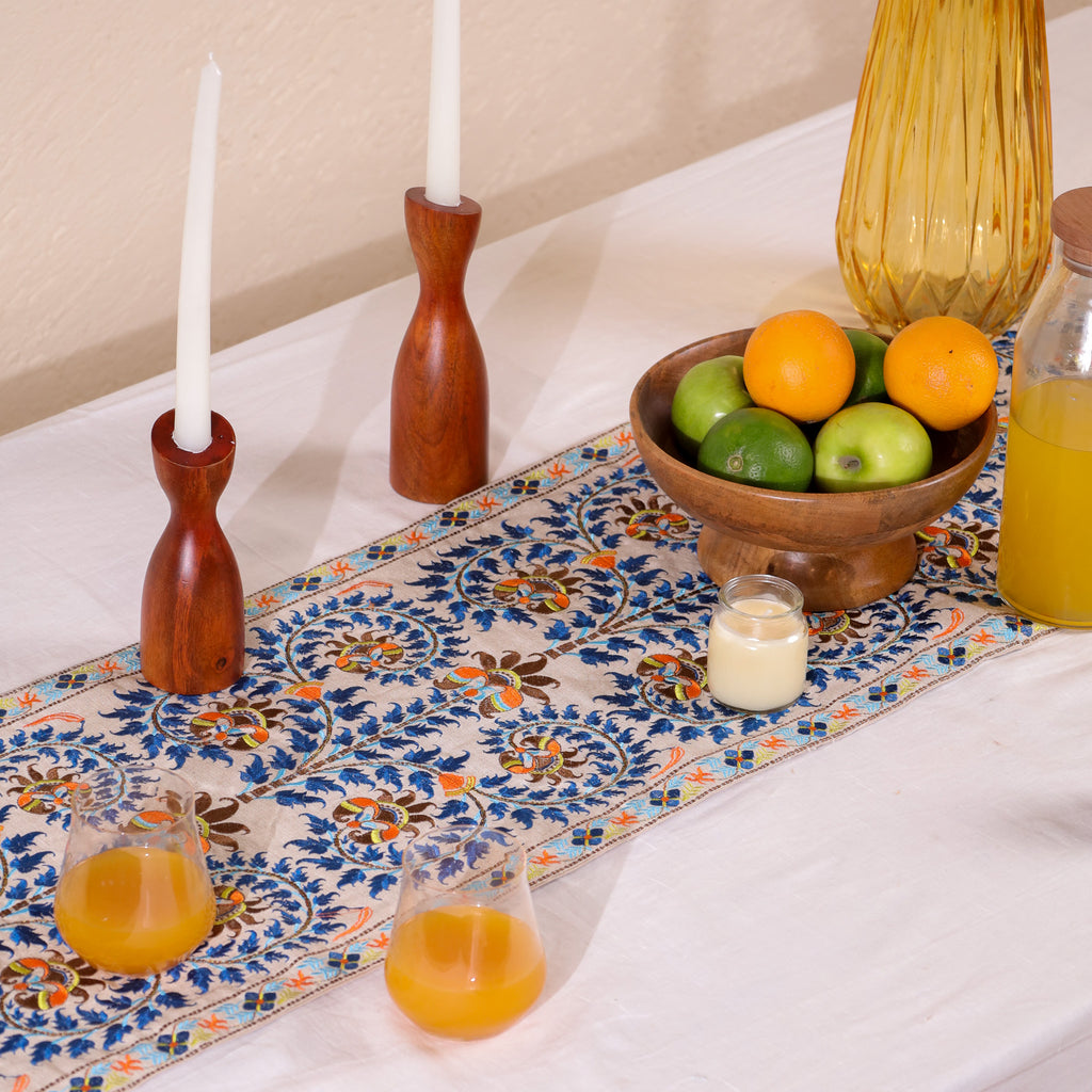 Blue Wildflower Table Runner