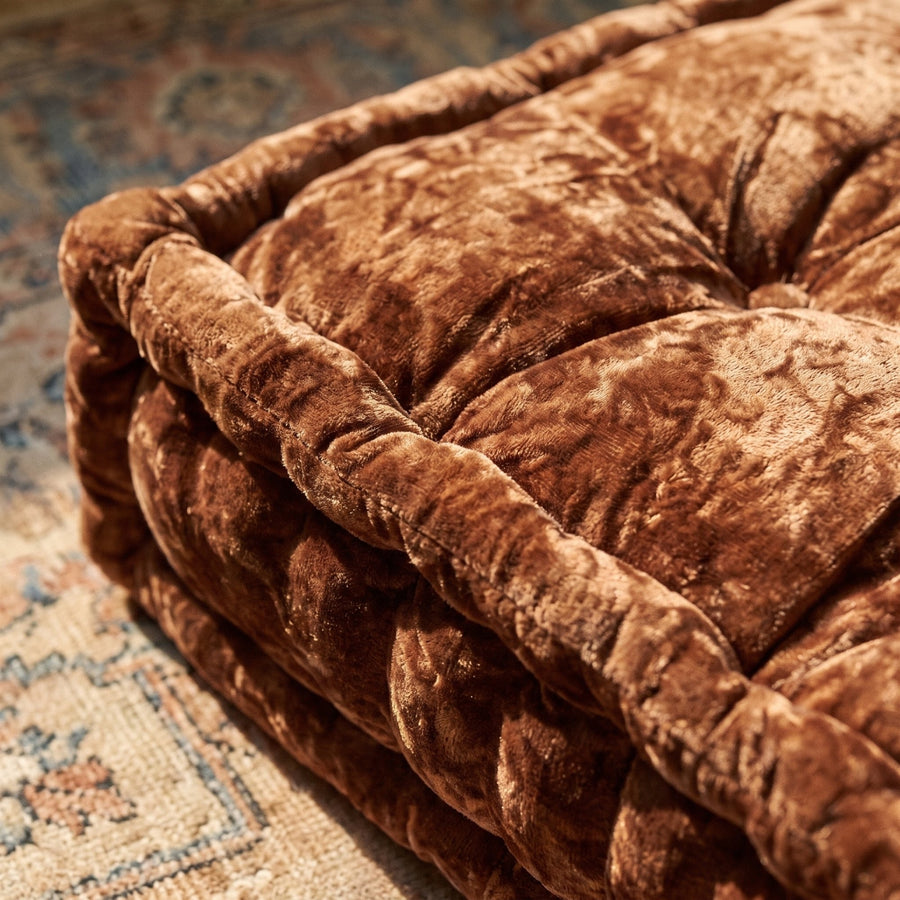 Brown Velvet Haven Floor Cushion - close up