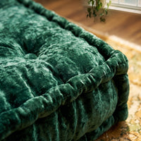 Emerald Green Velvet Haven Floor Cushion - close up