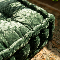Forrest Green Velvet Haven Floor Cushion - close up