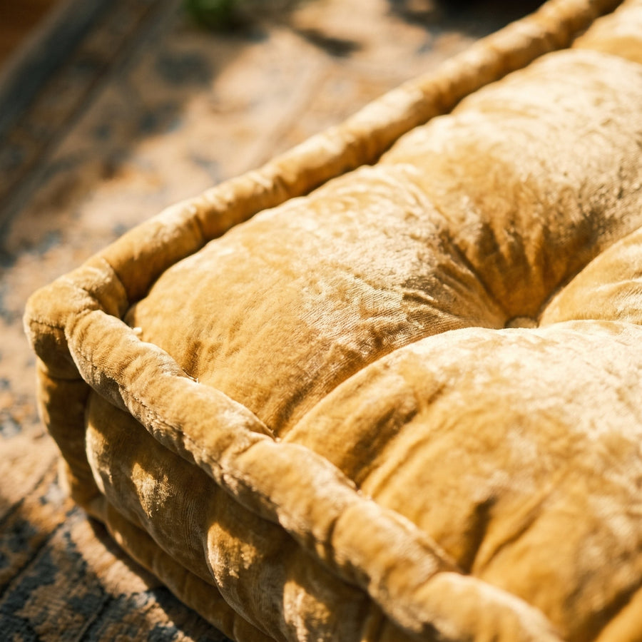 Gold Velvet Haven Floor Cushion - close up
