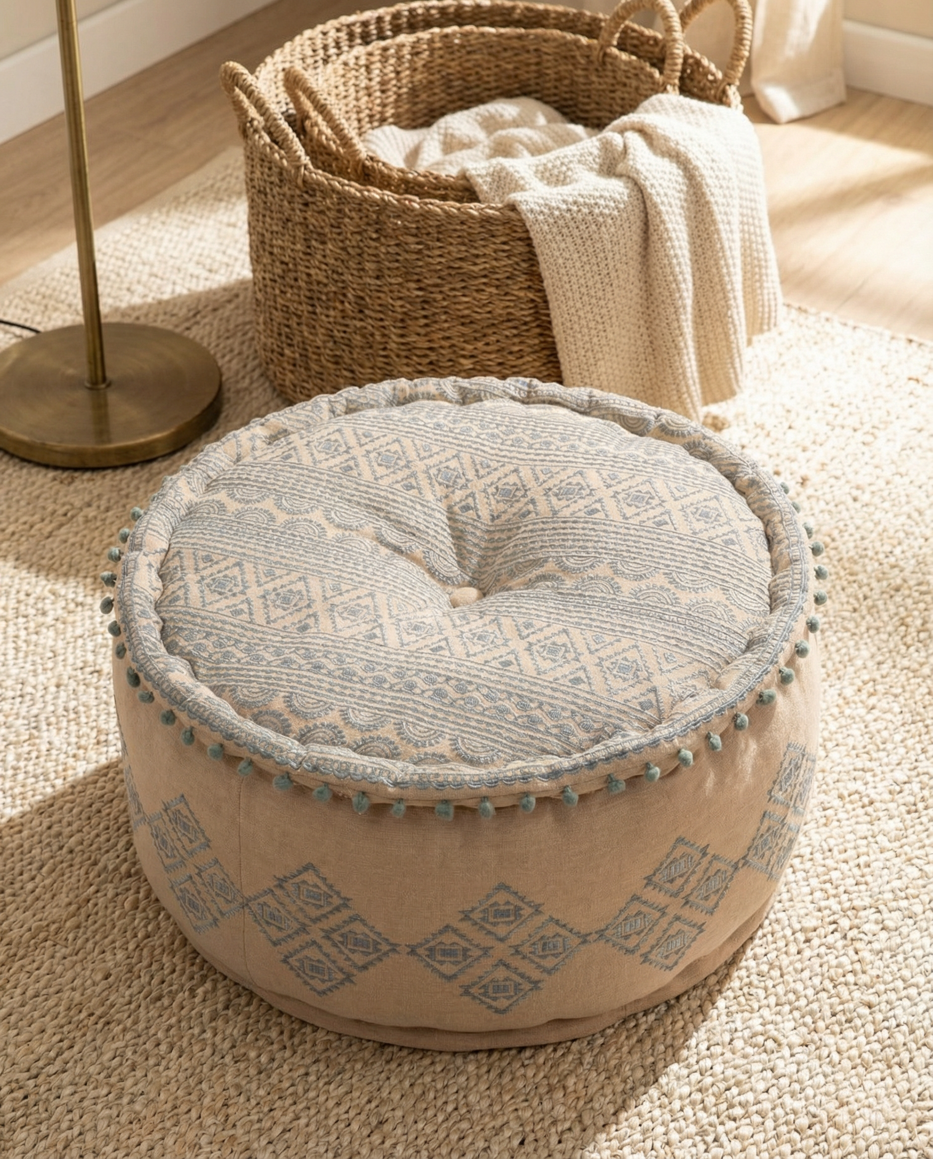 Gray Gypsy Geometric Ottoman pouf