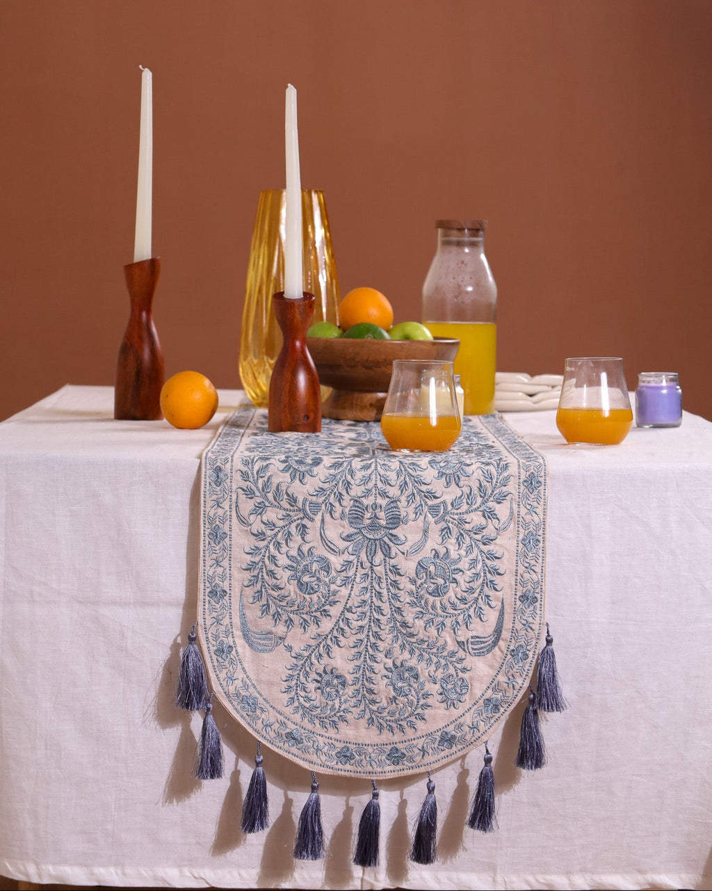 Gray Wildflower Table Runner