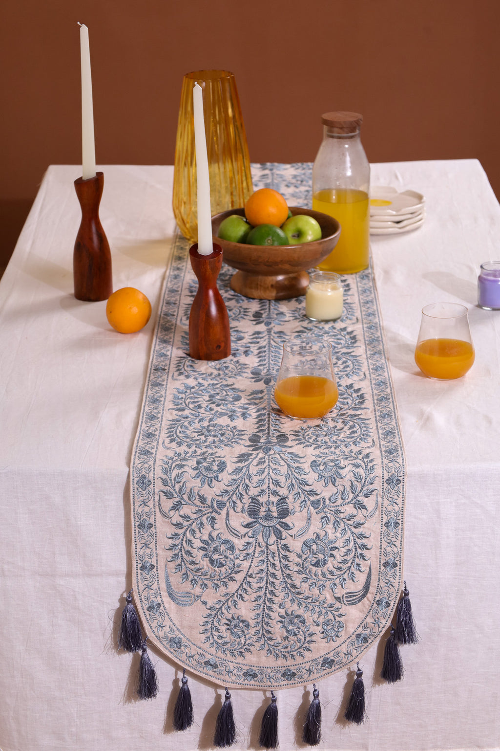 Gray Wildflower Table Runner