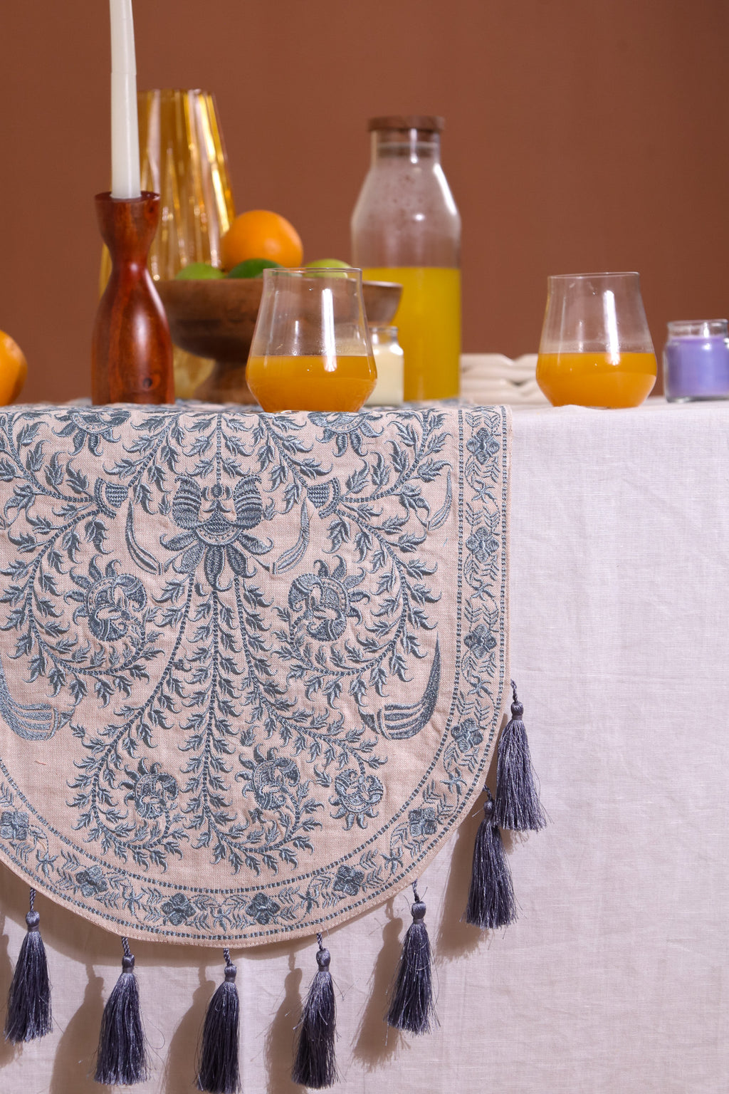 Gray Wildflower Table Runner