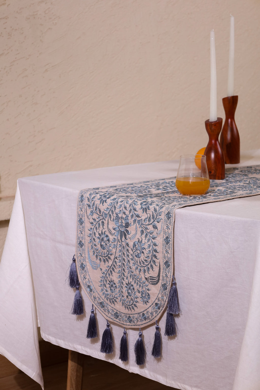Gray Wildflower Table Runner