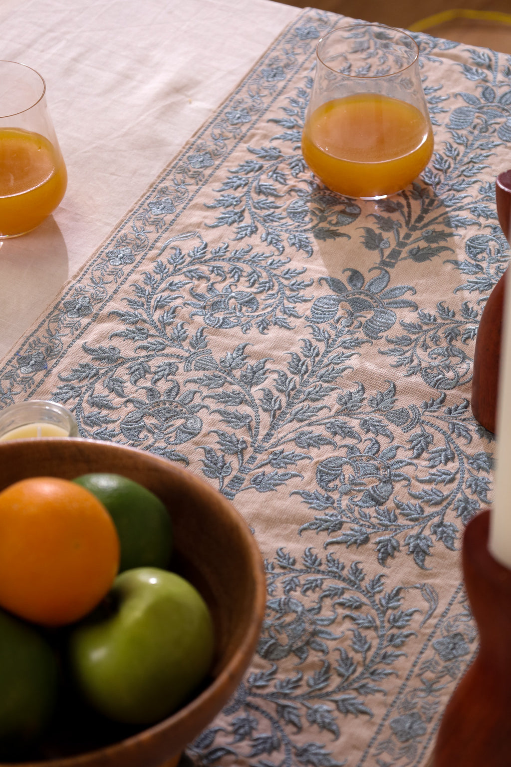 Gray Wildflower Table Runner