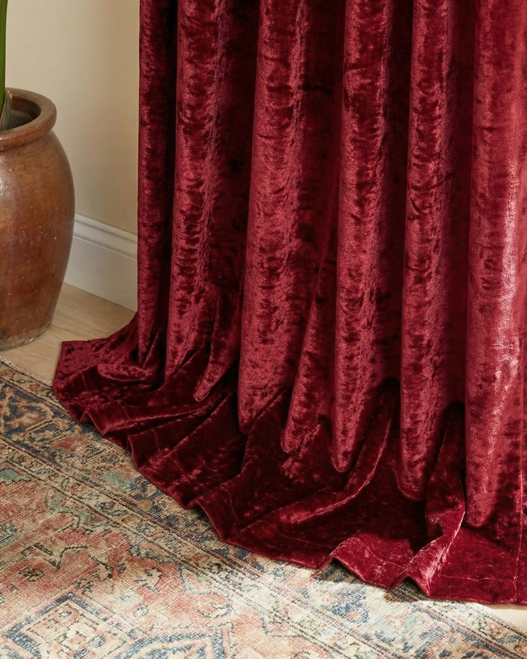Maroon Velvet Noir Curtains - Set of 2