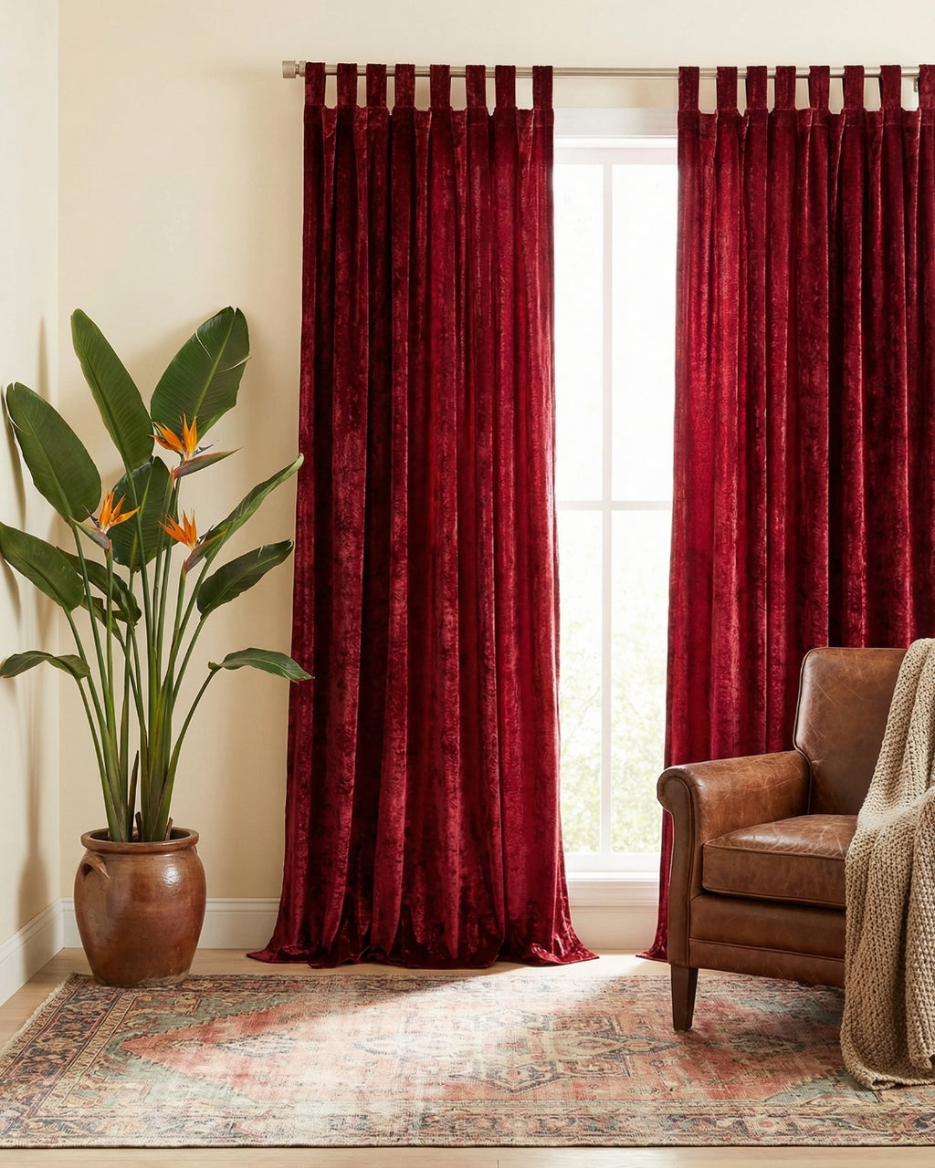 Maroon Velvet Noir Curtains - Set of 2