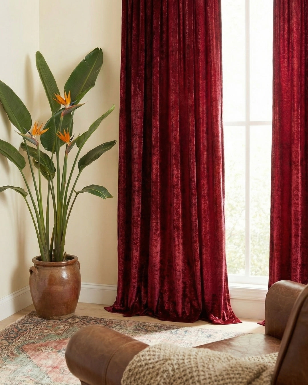 Maroon Velvet Noir Curtains - Set of 2
